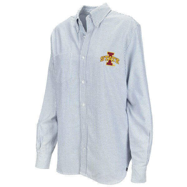 Hype & Vice Women's I-State Blue & White Striped Button Down (Was $65.99)